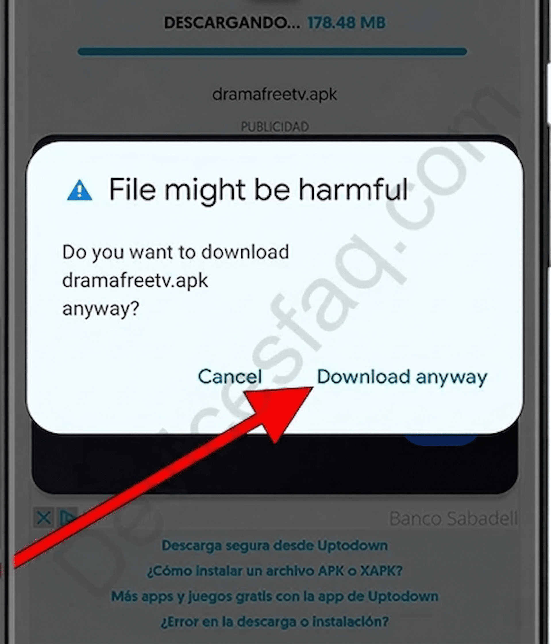 Confirmer le téléchargement de l'APK